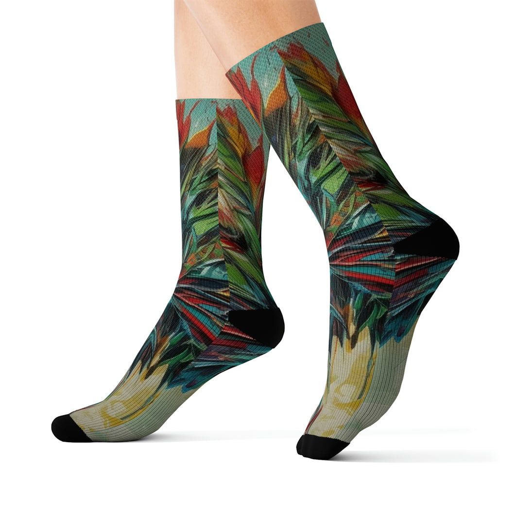 Sublimation Socks - AI Generated Art Hemp Flower Contemporary Design